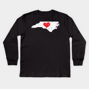 <3 North Carolina Map Gift T Shirt for Men Women and Kids Kids Long Sleeve T-Shirt